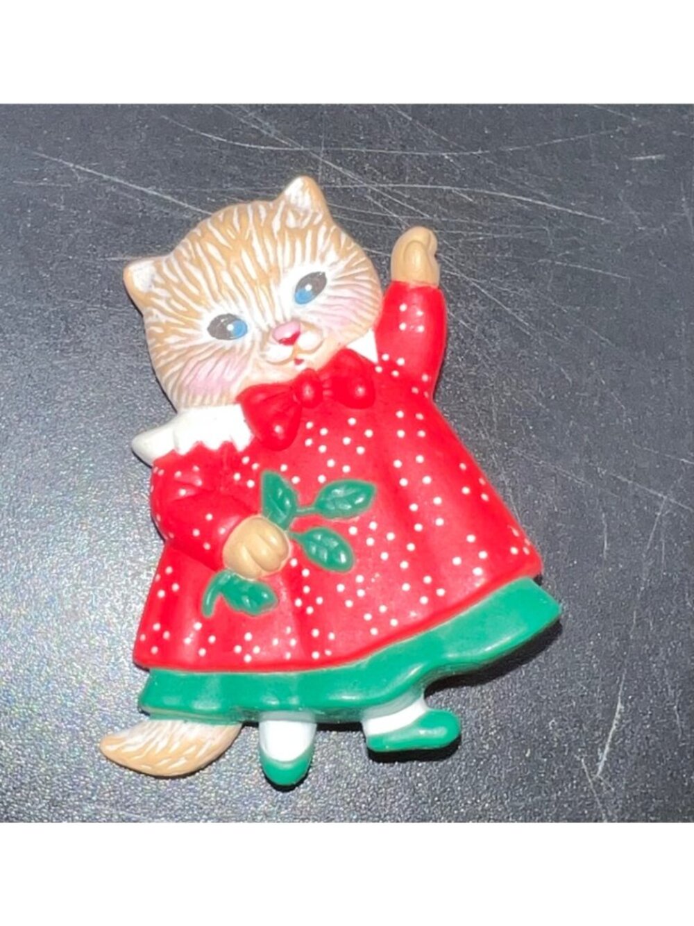 Vintage Christmas Pins & Earrings Set Santa Cat Bear Holiday Christmas Festive - Picture 6 of 8